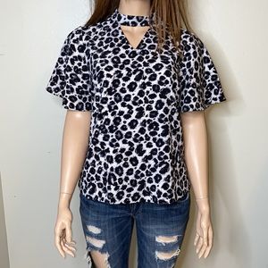 Lane Bryant animal print choker neck top Sz 16
